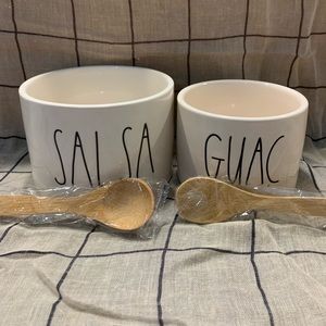 RAE DUNN GUAC + SALSA SET W/ BAMBOO SPOONS